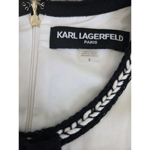Karl Lagerfeld Colorblock One Piece Dress Sz 8.Faux Pockets And Metallic Buttons - Picture 5 of 9